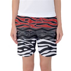 Black And Red Zebra Stripes  Pattern By Flipstylez Designs Women s Basketball Shorts by flipstylezfashionsLLC