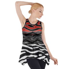 Black And Red Zebra Stripes  Pattern By Flipstylez Designs Side Drop Tank Tunic by flipstylezfashionsLLC