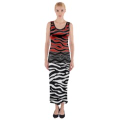 Black And Red Zebra Stripes  Pattern By Flipstylez Designs Fitted Maxi Dress by flipstylezfashionsLLC