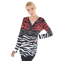 Black And Red Zebra Stripes  Pattern By Flipstylez Designs Tie Up Tee by flipstylezfashionsLLC