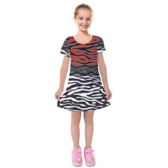 Black And Red Zebra Stripes  Pattern By Flipstylez Designs Kids  Short Sleeve Velvet Dress