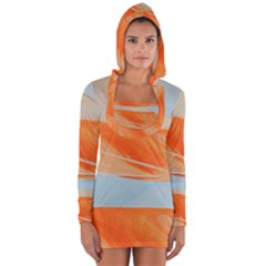 Orange And Blue Long Sleeve Hooded T-shirt by WILLBIRDWELL