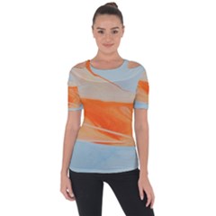 Orange And Blue Shoulder Cut Out Short Sleeve Top by WILLBIRDWELL