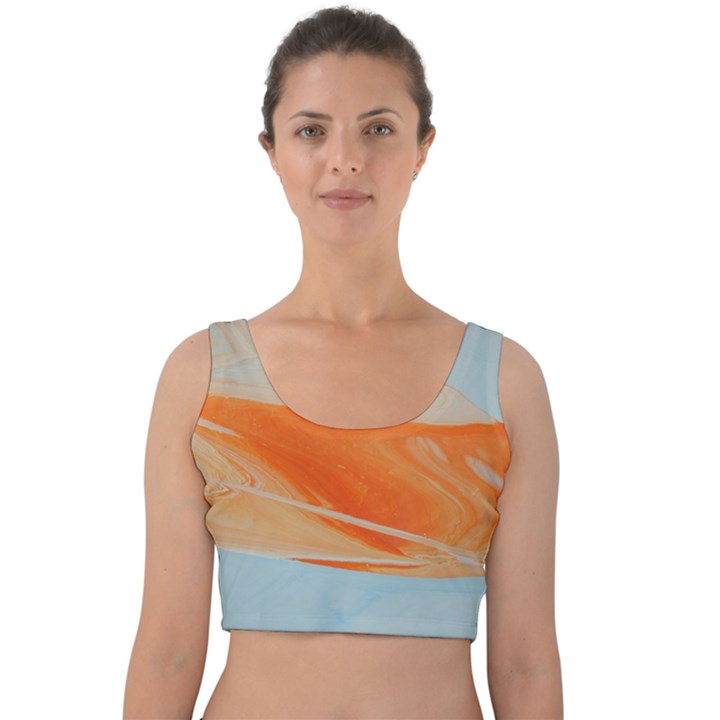 ORANGE AND BLUE Velvet Crop Top