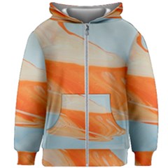 Orange And Blue Kids Zipper Hoodie Without Drawstring