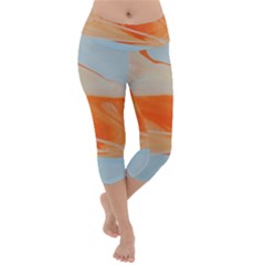 Orange And Blue Lightweight Velour Capri Yoga Leggings