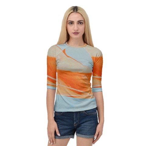 Orange And Blue Quarter Sleeve Raglan Tee by WILLBIRDWELL