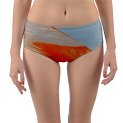 Orange And Blue Reversible Mid-waist Bikini Bottoms by WILLBIRDWELL