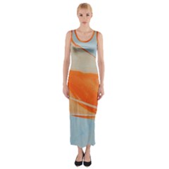 Orange And Blue Fitted Maxi Dress by WILLBIRDWELL