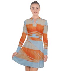 Orange And Blue Long Sleeve Panel Dress