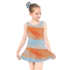 Orange And Blue Kids  Skater Dress Swimsuit