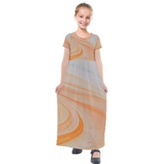 Orange And Blue 2 Kids  Short Sleeve Maxi Dress