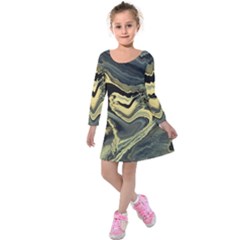 Yellow Nebula Kids  Long Sleeve Velvet Dress by WILLBIRDWELL