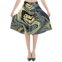 Yellow Nebula Flared Midi Skirt by WILLBIRDWELL