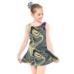 Yellow Nebula Kids  Skater Dress Swimsuit