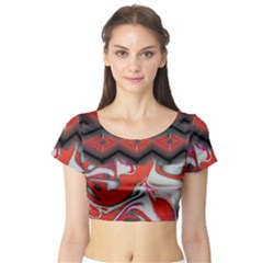 Red Swirls Designs By Flipstylez Designs Short Sleeve Crop Top by flipstylezfashionsLLC