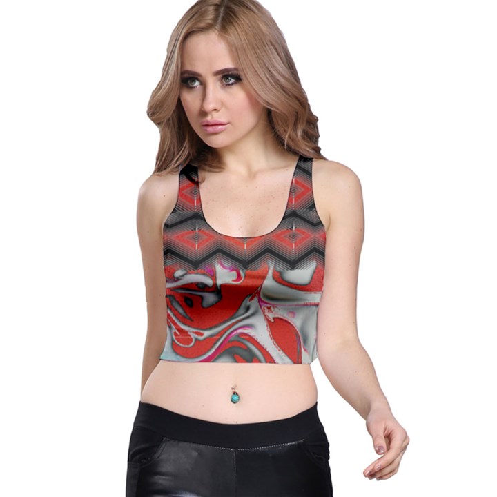 Red swirls designs by FlipStylez Designs Racer Back Crop Top