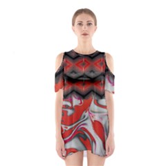 Red Swirls Designs By Flipstylez Designs Shoulder Cutout One Piece Dress