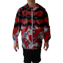 Red Swirls Designs By Flipstylez Designs Hooded Windbreaker (kids)