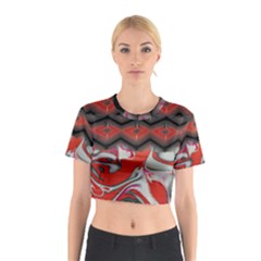 Red Swirls Designs By Flipstylez Designs Cotton Crop Top by flipstylezfashionsLLC