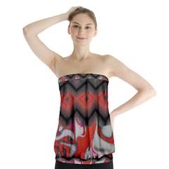 Red Swirls Designs By Flipstylez Designs Strapless Top by flipstylezfashionsLLC