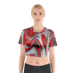 Elegant Red Swirls By Flipstylez Designs Cotton Crop Top by flipstylezfashionsLLC