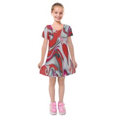 Elegant Red Swirls By Flipstylez Designs Kids  Short Sleeve Velvet Dress