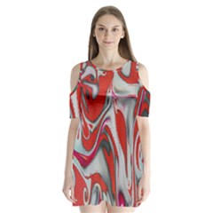 Elegant Red Swirls By Flipstylez Designs Shoulder Cutout Velvet One Piece