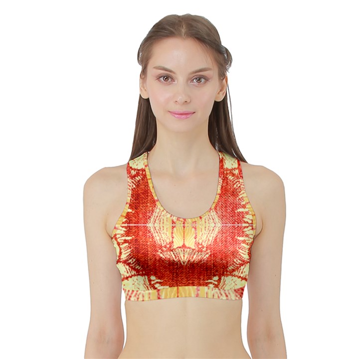 Seamless red and gold by FlipStylez Designs Sports Bra with Border