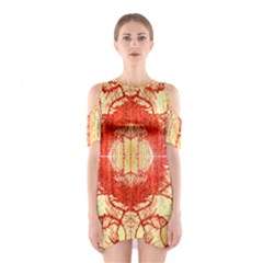 Seamless red and gold by FlipStylez Designs Shoulder Cutout One Piece Dress