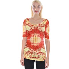 Seamless red and gold by FlipStylez Designs Wide Neckline Tee