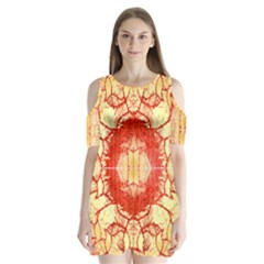 Seamless Red And Gold By Flipstylez Designs Shoulder Cutout Velvet One Piece