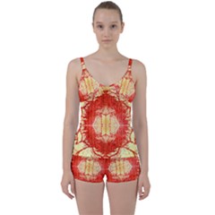 Seamless red and gold by FlipStylez Designs Tie Front Two Piece Tankini