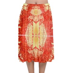 Seamless Red And Gold By Flipstylez Designs Velvet Flared Midi Skirt