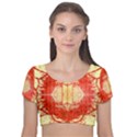 Seamless red and gold by FlipStylez Designs Velvet Short Sleeve Crop Top  View1