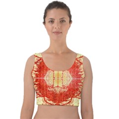 Seamless red and gold by FlipStylez Designs Velvet Crop Top