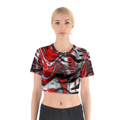 Retro Red Swirl Design By Flipstylez Designs Cotton Crop Top by flipstylezfashionsLLC