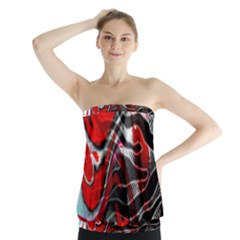 Retro Red Swirl Design By Flipstylez Designs Strapless Top by flipstylezfashionsLLC