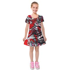 Retro Red Swirl Design By Flipstylez Designs Kids  Short Sleeve Velvet Dress