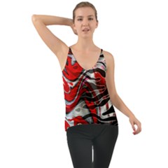 Retro Red Swirl Design By Flipstylez Designs Chiffon Cami by flipstylezfashionsLLC