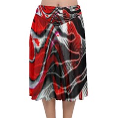 Retro Red Swirl Design By Flipstylez Designs Velvet Flared Midi Skirt