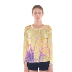 Gold Seamless Lace Tropical Colors By Flipstylez Designs Women s Long Sleeve Tee