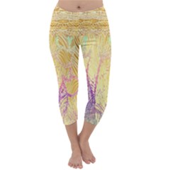 Gold Seamless Lace Tropical Colors By Flipstylez Designs Capri Winter Leggings 