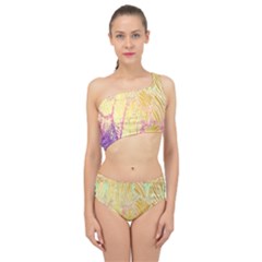 Gold Seamless Lace Tropical Colors By Flipstylez Designs Spliced Up Two Piece Swimsuit by flipstylezfashionsLLC