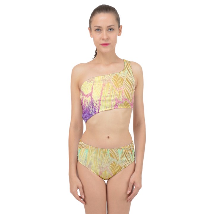 Gold seamless lace tropical colors By FlipStylez Designs Spliced Up Two Piece Swimsuit