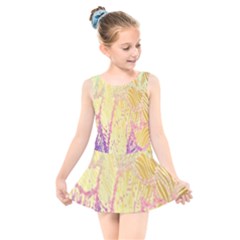 Gold Seamless Lace Tropical Colors By Flipstylez Designs Kids  Skater Dress Swimsuit