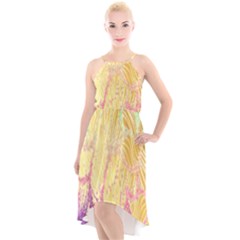 Gold Seamless Lace Tropical Colors By Flipstylez Designs High-low Halter Chiffon Dress 