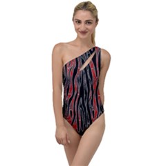 Black And Red Swirl Design By Flipstylez Design To One Side Swimsuit by flipstylezfashionsLLC