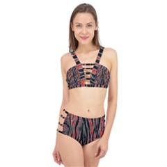 Black And Red Swirl Design By Flipstylez Design Cage Up Bikini Set