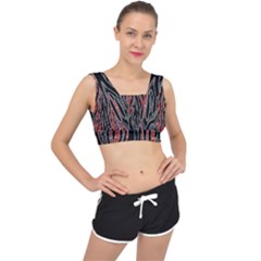 Black And Red Swirl Design By Flipstylez Design V-back Sports Bra by flipstylezfashionsLLC